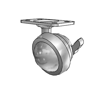 Top Plate Satin Chrome Swivel Ball Caster with 2.5 Wheel and Brake