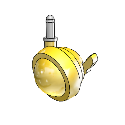 Grip Ring Bright Brass Swivel Ball Caster with 2.5 Wheel and Brake