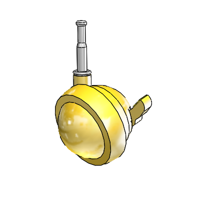 Grip Neck Bright Brass Swivel Ball Caster with 2.5 Wheel and Brake