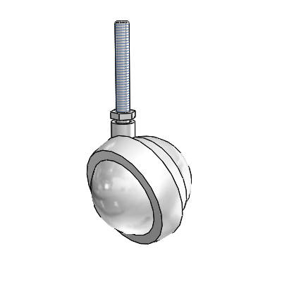 Threaded Stem Bright Chrome Swivel Ball Caster with 2.5 Wheel