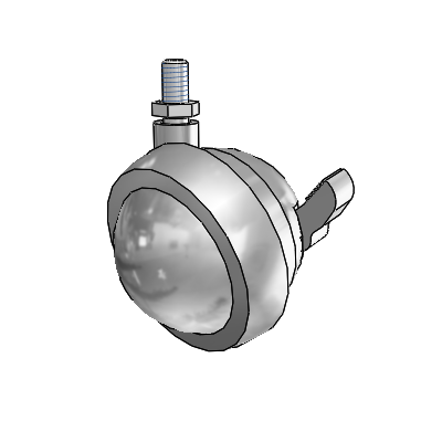 Threaded Stem Satin Chrome Swivel Ball Caster with 2.5 Wheel and Brake