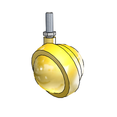 Threaded Stem Bright Brass Swivel Ball Caster with 2.5 Wheel