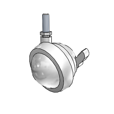Threaded Stem Bright Chrome Swivel Ball Caster with 2.5 Wheel and Brake