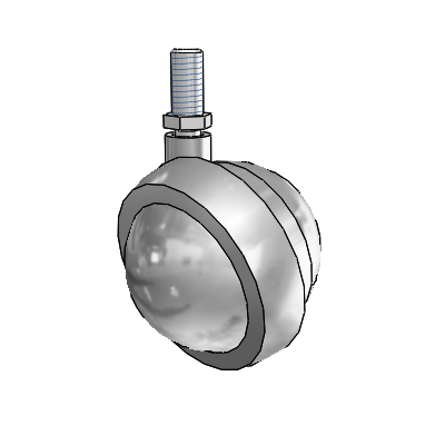 Threaded Stem Satin Chrome Swivel Ball Caster with 2.5 Wheel