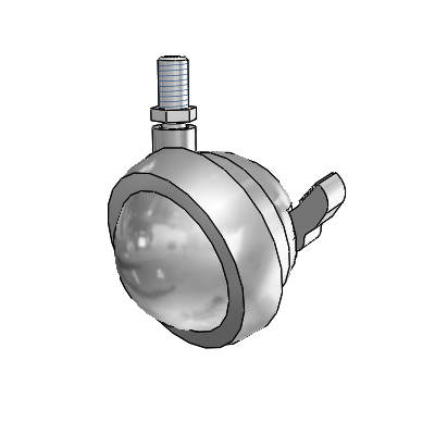 Threaded Stem Satin Chrome Swivel Ball Caster with 2.5 Wheel and Brake