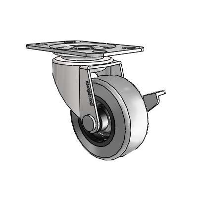 Regent Top Plate Bright Chrome Swivel Caster with 2 x .8125 Grey Thermoplastic Rubber Wheel and Side Brake