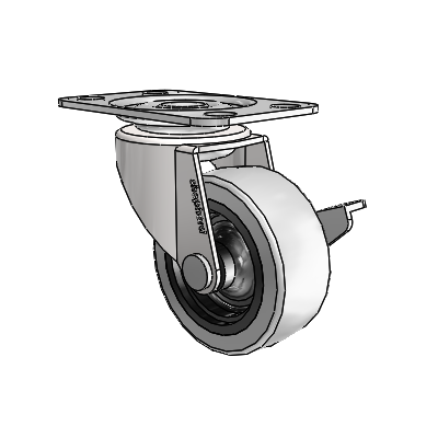 Regent Top Plate Bright Chrome Swivel Caster with 2 x .8125 Grey Thermoplastic Urethane Wheel and Side Brake