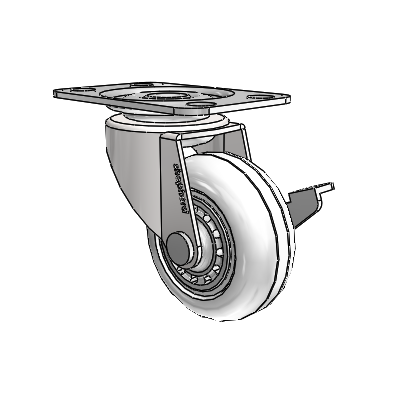 Regent Top Plate Bright Chrome Swivel Caster with 2 x .8125 Clear Vipor Wheel and Side Brake