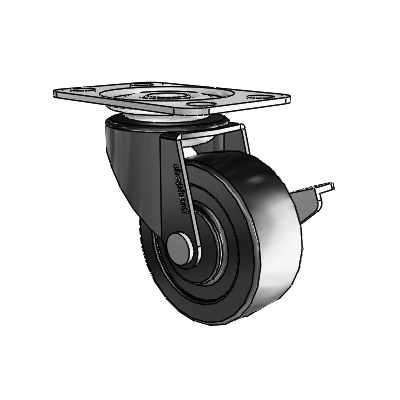 Regent Top Plate Black Oxide Swivel Caster with 2 x .8125 Polyolefin Wheel and Side Brake