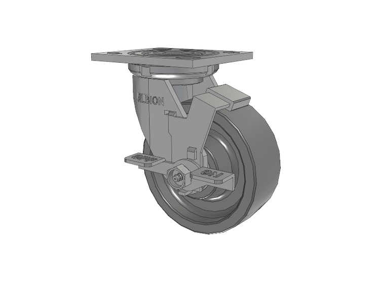 16 Series Top Plate Swivel Caster with 5 x 2 Grey Polyurethane XP - X-treme Plus Solid Polyurethane Wheel and Face Brake