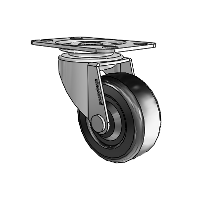 Regent Top Plate Polished Nickel Swivel Caster with 2 x .8125 Black Soft Rubber Wheel