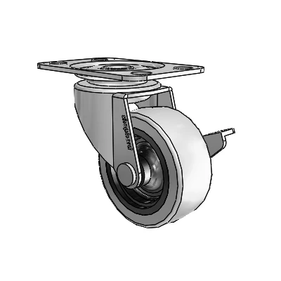 Regent Top Plate Polished Nickel Swivel Caster with 2 x .8125 Grey Thermoplastic Urethane Wheel and Side Brake