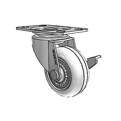 Regent Top Plate Polished Nickel Swivel Caster with 2 x .8125 Clear Vipor Wheel and Side Brake