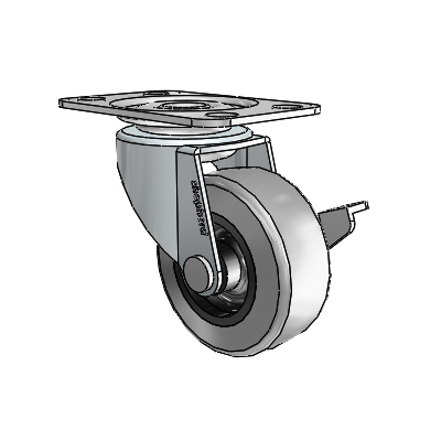 Regent Top Plate Zinc Swivel Caster with 2 x .8125 Grey Thermoplastic Rubber Wheel and Side Brake