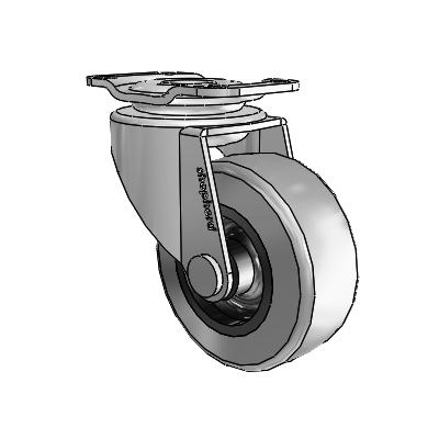 Regent Top Plate Polished Nickel Swivel Caster with 2 x .8125 Grey Thermoplastic Rubber Wheel