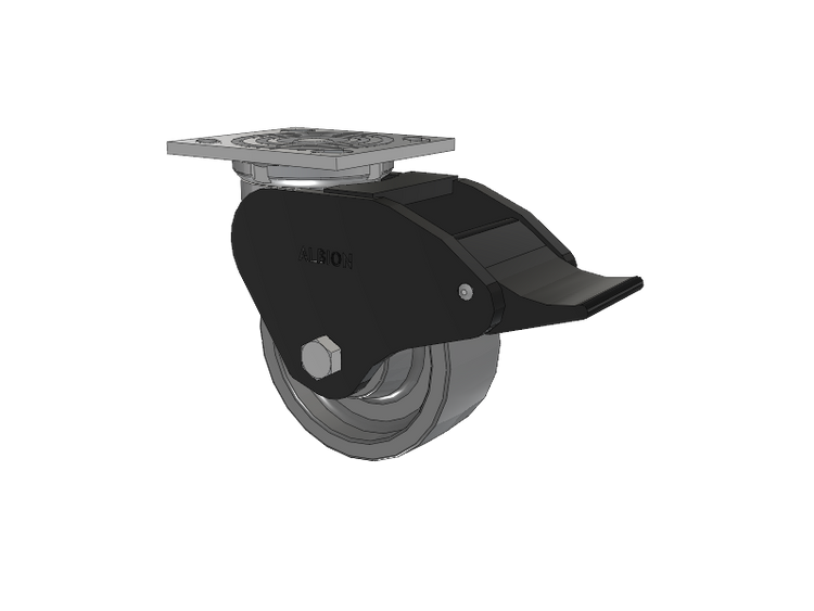 16 Series Top Plate Swivel Caster with 5 x 2 Grey Polyurethane XP - X-treme Plus Solid Polyurethane Wheel and Total Lock Brake