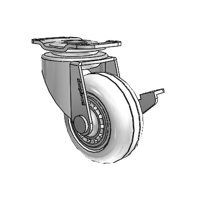 Regent Top Plate Polished Nickel Swivel Caster with 2 x .8125 Clear Vipor Wheel and Side Brake