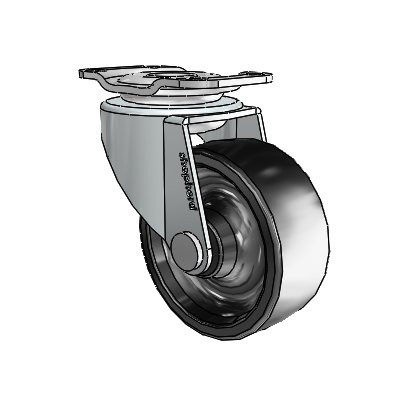 Regent Top Plate Zinc Swivel Caster with 2 x .8125 Black Polyolefin Wheel