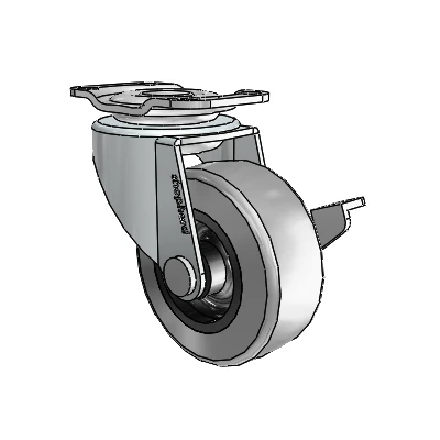 Regent Top Plate Zinc Swivel Caster with 2 x .8125 Grey Thermoplastic Rubber Wheel and Side Brake
