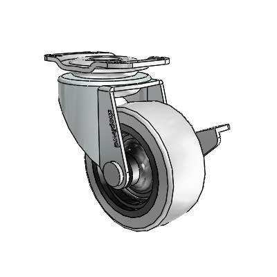 Regent Top Plate Zinc Swivel Caster with 2 x .8125 Grey Thermoplastic Urethane Wheel and Side Brake