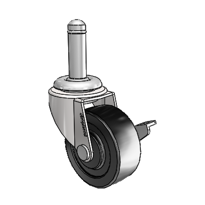 Regent Grip Ring Bright Chrome Swivel Caster with 2 x .8125 Black Polyolefin Wheel and Side Brake