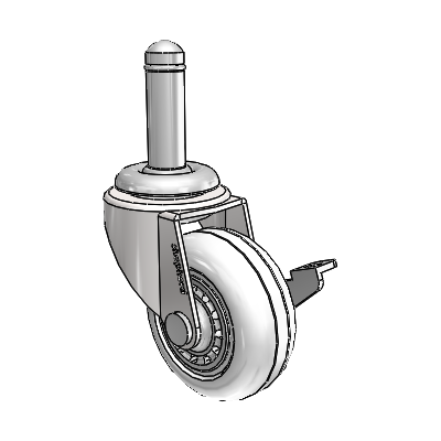 Regent Grip Ring Bright Chrome Swivel Caster with 2 x .8125 Clear Vipor Wheel and Side Brake
