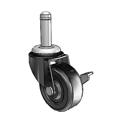 Regent Grip Ring Black Oxide Swivel Caster with 2 x .8125 Soft Rubber Wheel and Side Brake