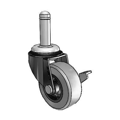 Regent Grip Ring Black Oxide Swivel Caster with 2 x .8125 Grey Thermoplastic Rubber Wheel and Side Brake