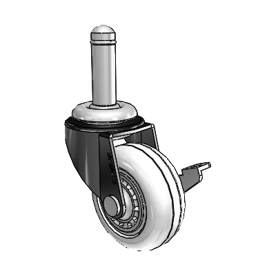 Regent Grip Ring Black Oxide Swivel Caster with 2 x .8125 Clear Vipor Wheel and Side Brake