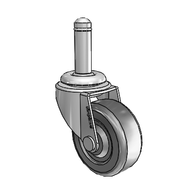 Regent Grip Ring Polished Nickel Swivel Caster with 2 x .8125 Black Hard Rubber Wheel