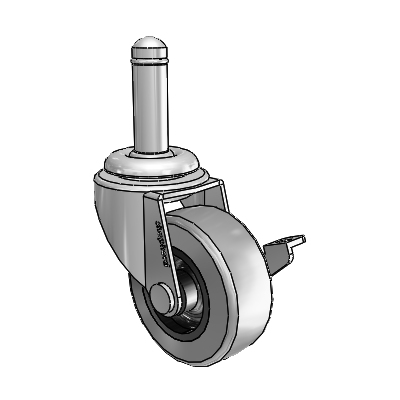 Regent Grip Ring Polished Nickel Swivel Caster with 2 x .8125 Grey Thermoplastic Rubber Wheel and Side Brake