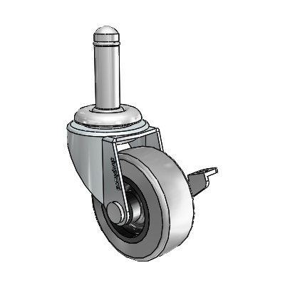 Regent Grip Ring Zinc Swivel Caster with 2 x .8125 Grey Thermoplastic Rubber Wheel and Side Brake
