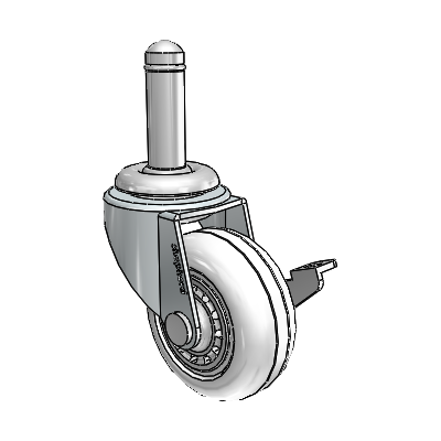 Regent Grip Ring Zinc Swivel Caster with 2 x .8125 Clear Vipor Wheel and Side Brake