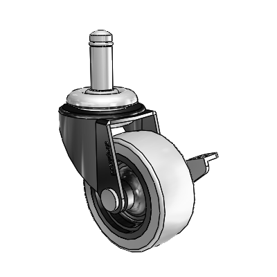 Regent Grip Ring Black Oxide Swivel Caster with 2 x .8125 Grey Thermoplastic Urethane Wheel and Side Brake