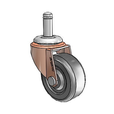 Regent Grip Ring Copper Oxide Swivel Caster with 2 x .8125 Black Hard Rubber Wheel