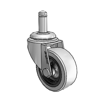 Regent Grip Ring Polished Nickel Swivel Caster with 2 x .8125 Grey Thermoplastic Urethane Wheel