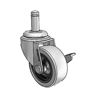 Regent Grip Ring Polished Nickel Swivel Caster with 2 x .8125 Grey Thermoplastic Urethane Wheel and Side Brake