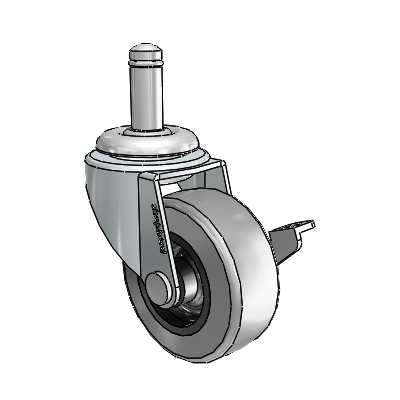 Regent Grip Ring Zinc Swivel Caster with 2 x .8125 Grey Thermoplastic Rubber Wheel and Side Brake