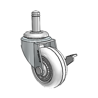 Regent Grip Ring Zinc Swivel Caster with 2 x .8125 Clear Vipor Wheel and Side Brake