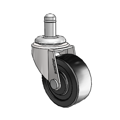 Regent Grip Ring Bright Chrome Swivel Caster with 2 x .8125 Black Polyolefin Wheel