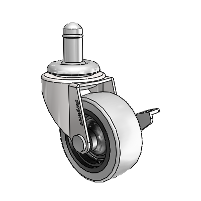 Regent Grip Ring Bright Chrome Swivel Caster with 2 x .8125 Grey Thermoplastic Urethane Wheel and Side Brake