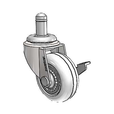 Regent Grip Ring Bright Chrome Swivel Caster with 2 x .8125 Clear Vipor Wheel and Side Brake