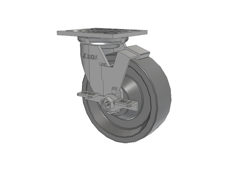 16 Series Top Plate Swivel Caster with 6 x 2 Grey Polyurethane XP - X-treme Plus Solid Polyurethane Wheel and Face Brake