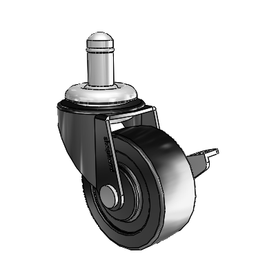 Regent Grip Ring Black Oxide Swivel Caster with 2 x .8125 Polyolefin Wheel and Side Brake