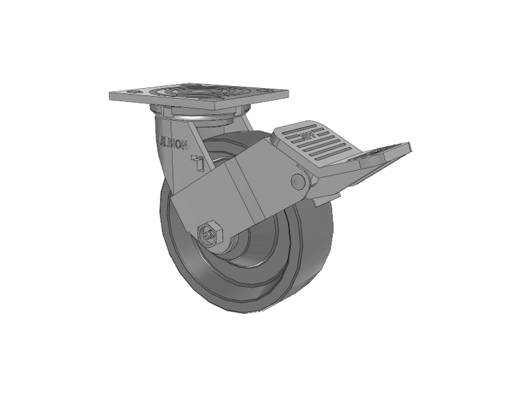 16 Series Top Plate Swivel Caster with 6 x 2 Grey Polyurethane XP - X-treme Plus Solid Polyurethane Wheel and Face Brake