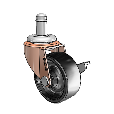 Regent Grip Ring Copper Oxide Swivel Caster with 2 x .8125 Black Polyolefin Wheel and Side Brake