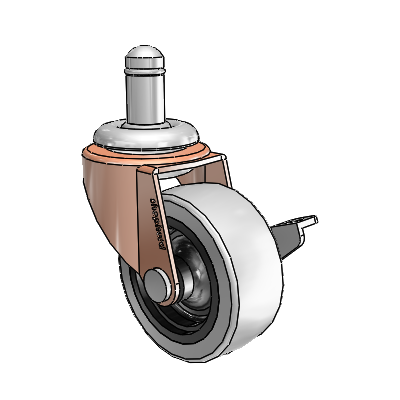 Regent Grip Ring Copper Oxide Swivel Caster with 2 x .8125 Grey Thermoplastic Urethane Wheel and Side Brake