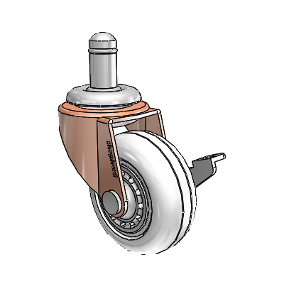 Regent Grip Ring Copper Oxide Swivel Caster with 2 x .8125 Clear Vipor Wheel and Side Brake
