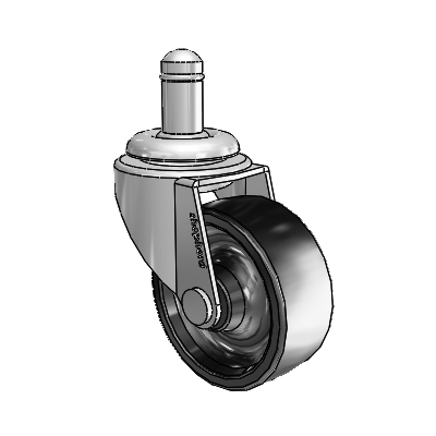 Regent Grip Ring Polished Nickel Swivel Caster with 2 x .8125 Black Polyolefin Wheel