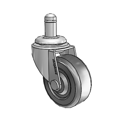 Regent Grip Ring Polished Nickel Swivel Caster with 2 x .8125 Black Hard Rubber Wheel